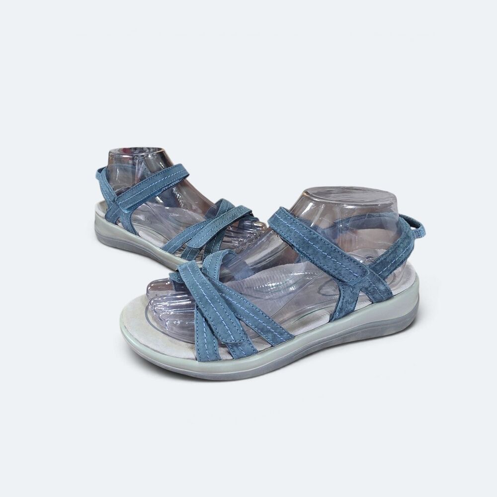 OrthoFeet Blue Synthetic Strappy Hook & Loop Sandals Comfort Women's 6.5 D